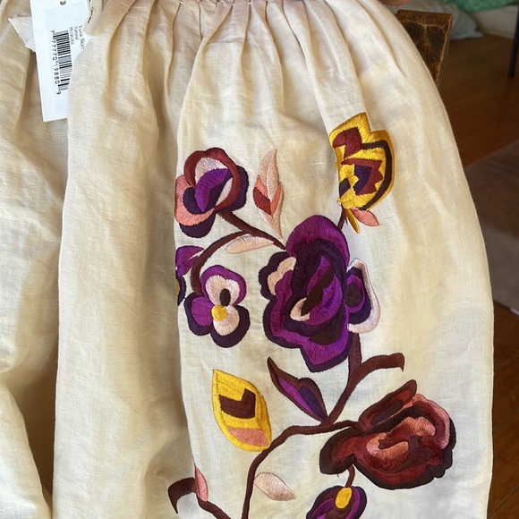 ULLA JOHNSON Yana Embroidered Linen And Cotton-Blend Midi Skirt - Picture 14 of 14